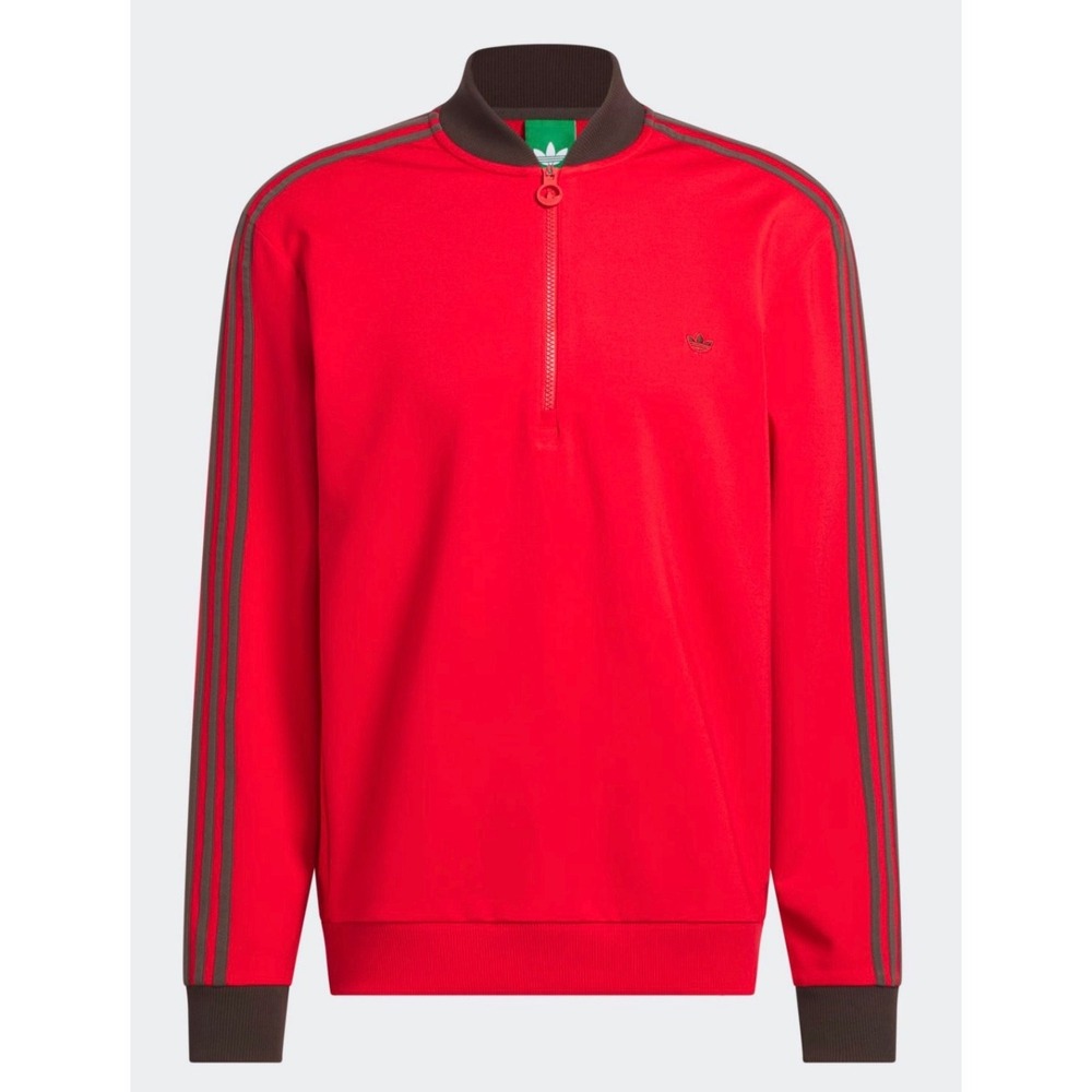 Adidas Golf Originals 3-Stripes Trefoil Red 1/4 Zip Track Jacket Men's Large NEW